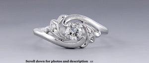 Lovely Vintage c1930s Diamond and 14k White Gold Spiral Whirl Ring