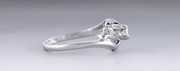 Lovely Vintage c1930s Diamond and 14k White Gold Spiral Whirl Ring