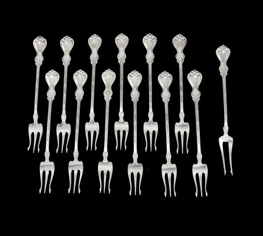 13 Antique Whiting Duke of York 1900 Sterling Silver Cocktail/Seafood Forks