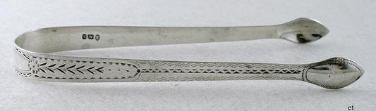 1793 Antique English Georgian Sterling Silver Peter Anne Bateman Sugar Tongs