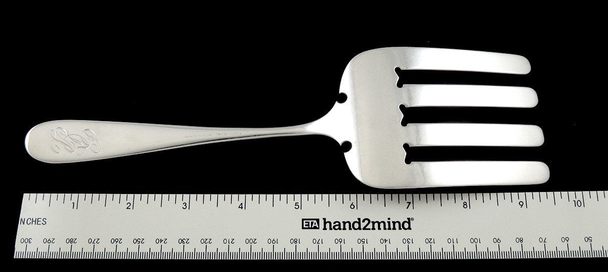 c1890 Sterling Silver Jacobi Jenkins Baltimore Repousse Asparagus Serving Fork