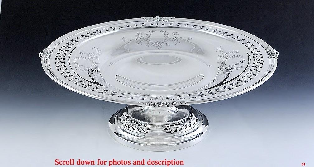 HUGE STERLING EARLY 1900s THEODORE STARR OPENWORK COMPOTE TAZZA PEDESTAL BOWL