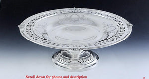 HUGE STERLING EARLY 1900s THEODORE STARR OPENWORK COMPOTE TAZZA PEDESTAL BOWL