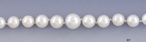 Stunning Strand Graduated Pearls w/14K White Gold Filigree Clasp Necklace