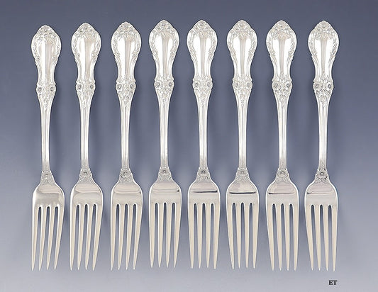 Fine Set 8 International Co Wild Rose Sterling Silver Dinner Forks