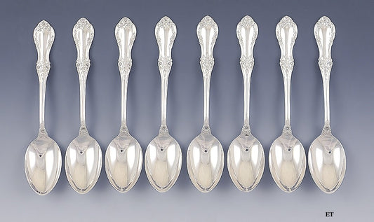 Fine Set 8 International Co Wild Rose Sterling Silver Teaspoons