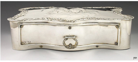 1900 English Sterling Silver Jewelry Box -William Comyns