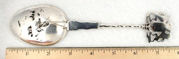 Antique 1913 Dutch Silver Openwork Farm Scene Figural Serving Spoon