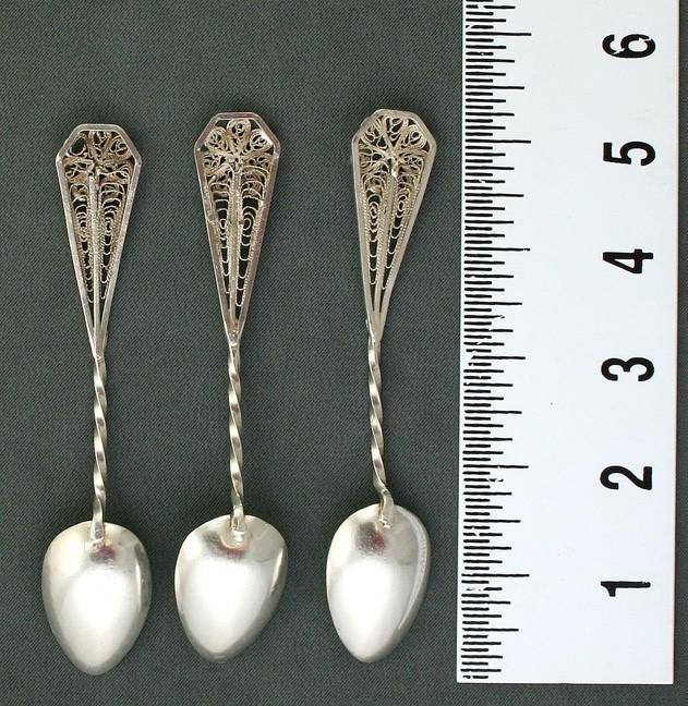 12 Fine Quality Silver Filigree Floral Demitasse Spoons