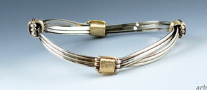 Adjustable Asymmetrical Sterling Silver and Gold Plated Bracelet