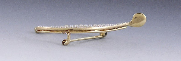 c1900 Charming 14k Gold Natural Seed Pearl Wishbone Brooch/Pin