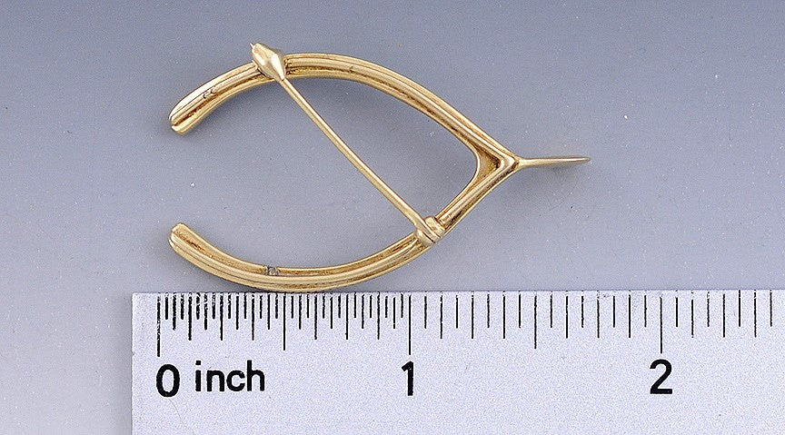 c1900 Charming 14k Gold Natural Seed Pearl Wishbone Brooch/Pin
