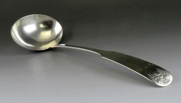 Antique c1825 Salem MA Coin Silver EK Lakeman Fruit Basket Soup/Punch Ladle