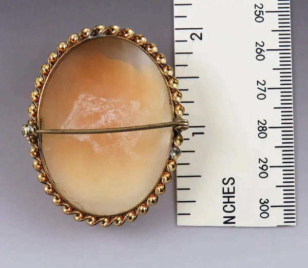 Antique American Victorian Gold Filled Natural Shell Cameo Pin Brooch