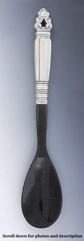 Danish Sterling Silver Georg Jensen Acorn Horn Bowl Serving Spoon 9 1/4"