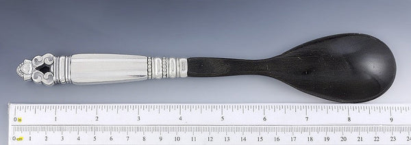 Danish Sterling Silver Georg Jensen Acorn Horn Bowl Serving Spoon 9 1/4"