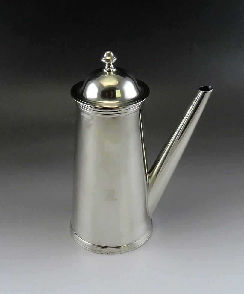 Rare Early 1800s Brazilian 833 Silver Side-Handled Coffee Tea Chocolate Pot