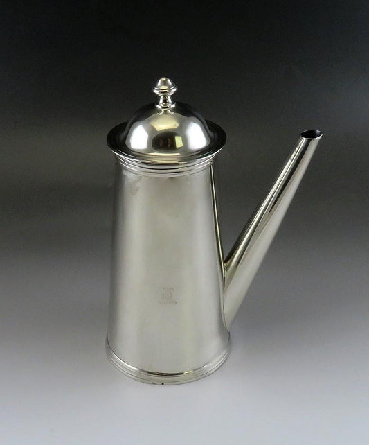 Rare Early 1800s Brazilian 833 Silver Side-Handled Coffee Tea Chocolate Pot