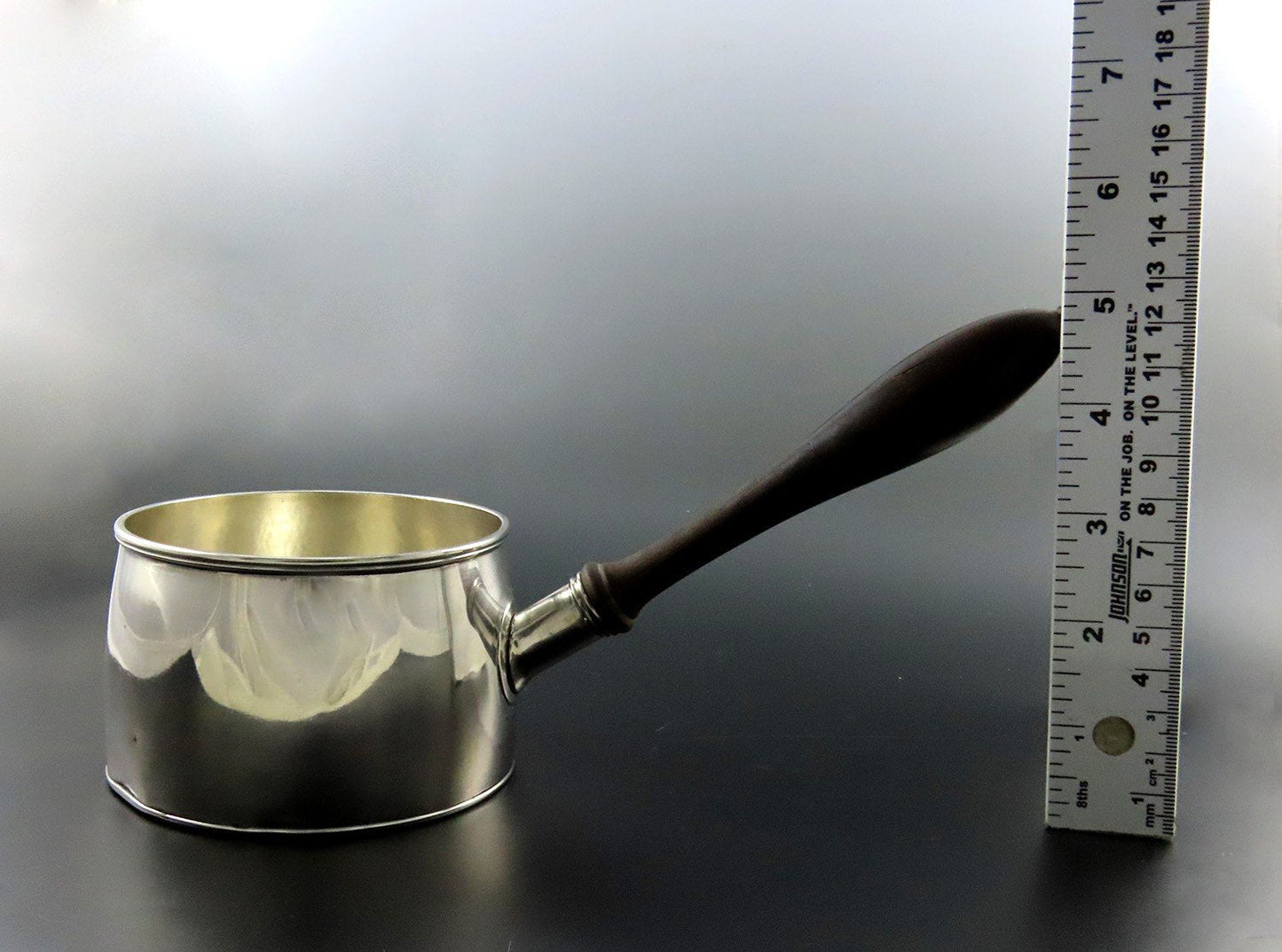 Charming 1848 American Coin Silver Pipkin Brandy Sauce Warmer John Goodhue