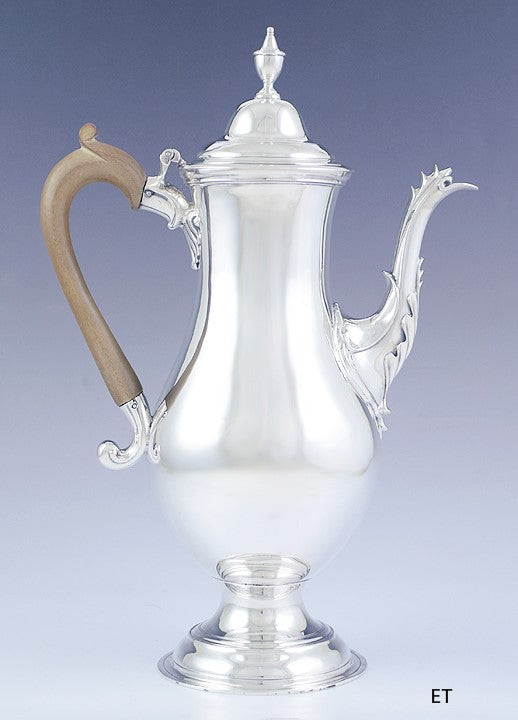 Antique 1775 Classical English Georgian Sterling Silver Tall Teapot Coffee Pot