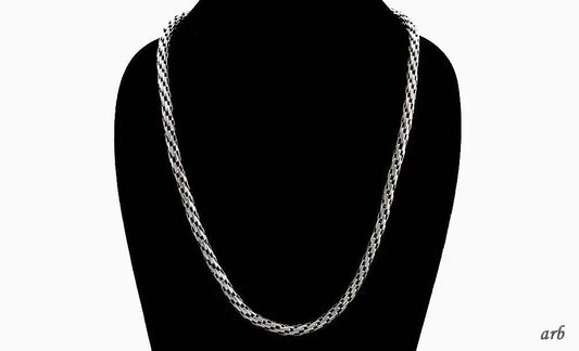 Lovely Sterling Silver Woven Rope Chain Necklace w/ S Clasp