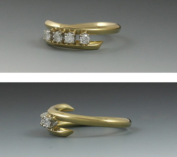 Beautiful 18K Yellow Gold Diamond Bypass Ring ~.33ct TDW