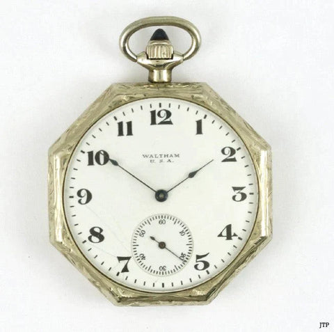 Fine Quality Waltham 14k White Gold Pocket Watch C1917