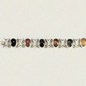 Sterling Silver Agate/Tigers Eye Link Bracelet from Mexico