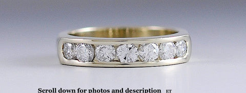 Elegant 14K White Gold 7 Diamond Anniversary Band Ring Size 6