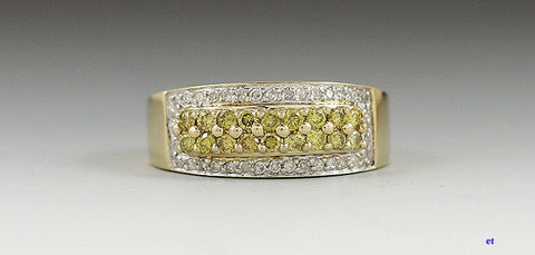 Stunning 10k Yellow Gold Colorful White Yellow Diamond Band Ring Size 6.25