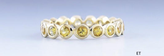 Beautiful 18k Gold & 1.36ct Fancy Yellow Diamond Eternity Band Ring sz 6 1/4