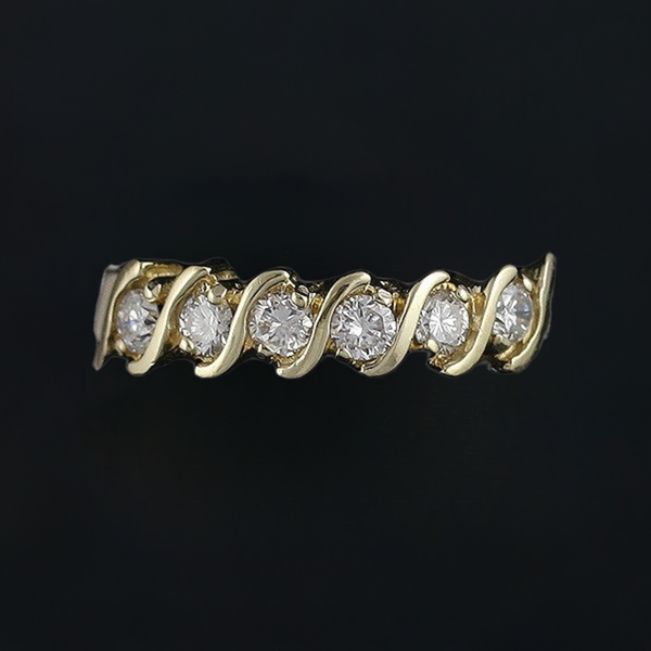 Vibrant 14K Yellow Gold & Brilliant Diamond Ring Modern Size 6.75