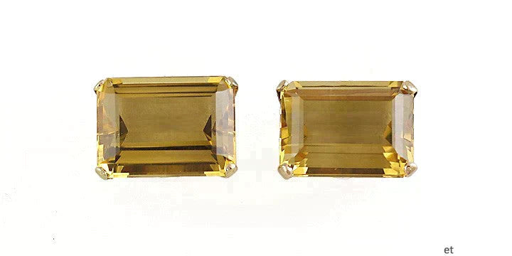 Striking Modern 18K Yellow Gold & Citrine Screw Back Earrings