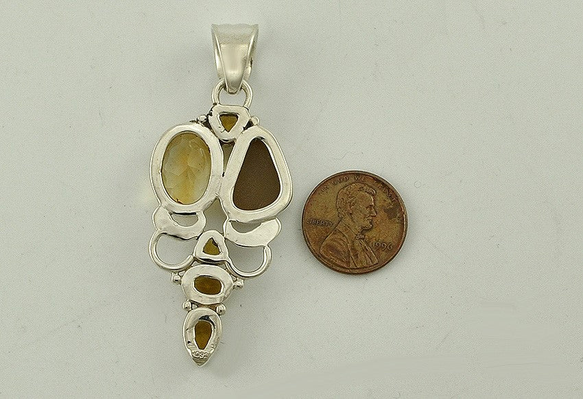 Beautiful Sterling Silver Genuine Citrine and Geode Pendant