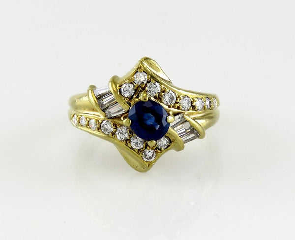 18K Yellow Gold .73 CT Sapphire & .61 CT Diamond Statement Ring