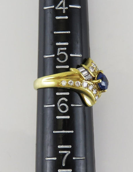 18K Yellow Gold .73 CT Sapphire & .61 CT Diamond Statement Ring