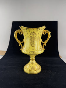 Wonderful c1900 English Coalport Yellow Gold Gilt Double Handle Urn Vase