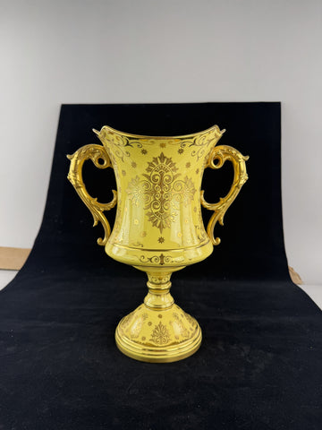 Wonderful c1900 English Coalport Yellow Gold Gilt Double Handle Urn Vase