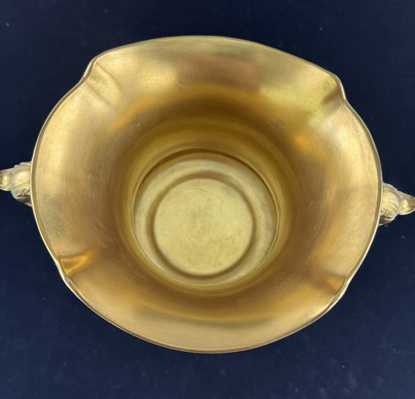 Wonderful c1900 English Coalport Yellow Gold Gilt Double Handle Urn Vase