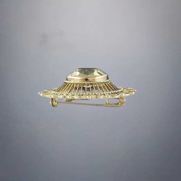 Lovely Vintage 15ct Citrine 14k Yellow Gold Filigree Brooch