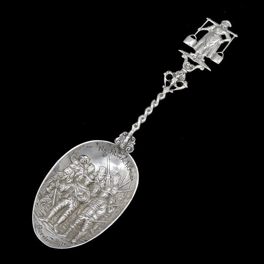 Dutch Colonial Style Silver Rembrandt The Night Watch Lady w/ Yolk Serving Spoon