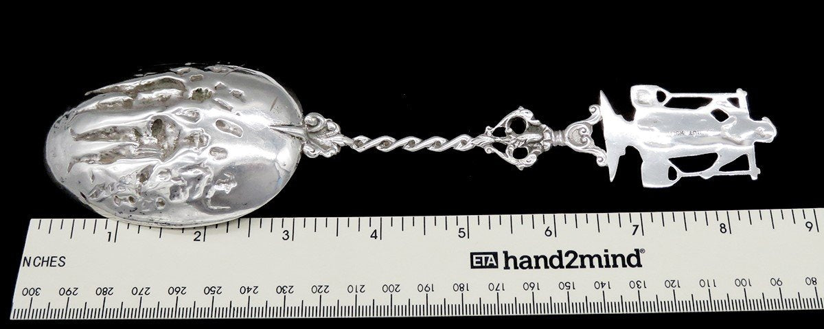 Dutch Colonial Style Silver Rembrandt The Night Watch Lady w/ Yolk Serving Spoon