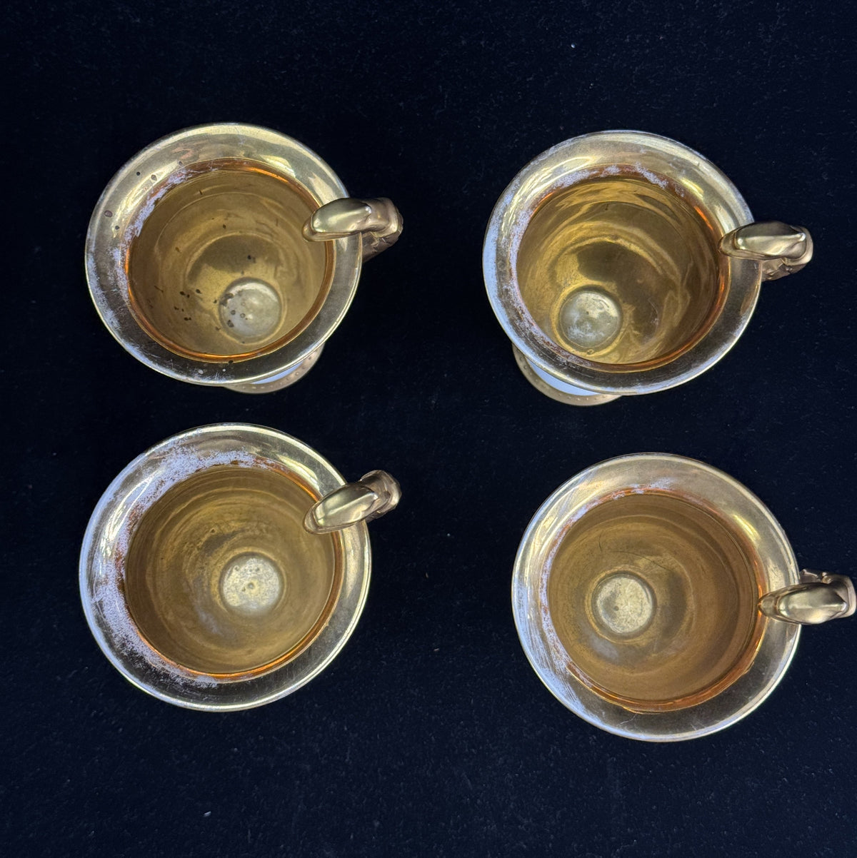 Elegant Antique Limoges Porcelain Cups and Saucers, Eagle Head Handles