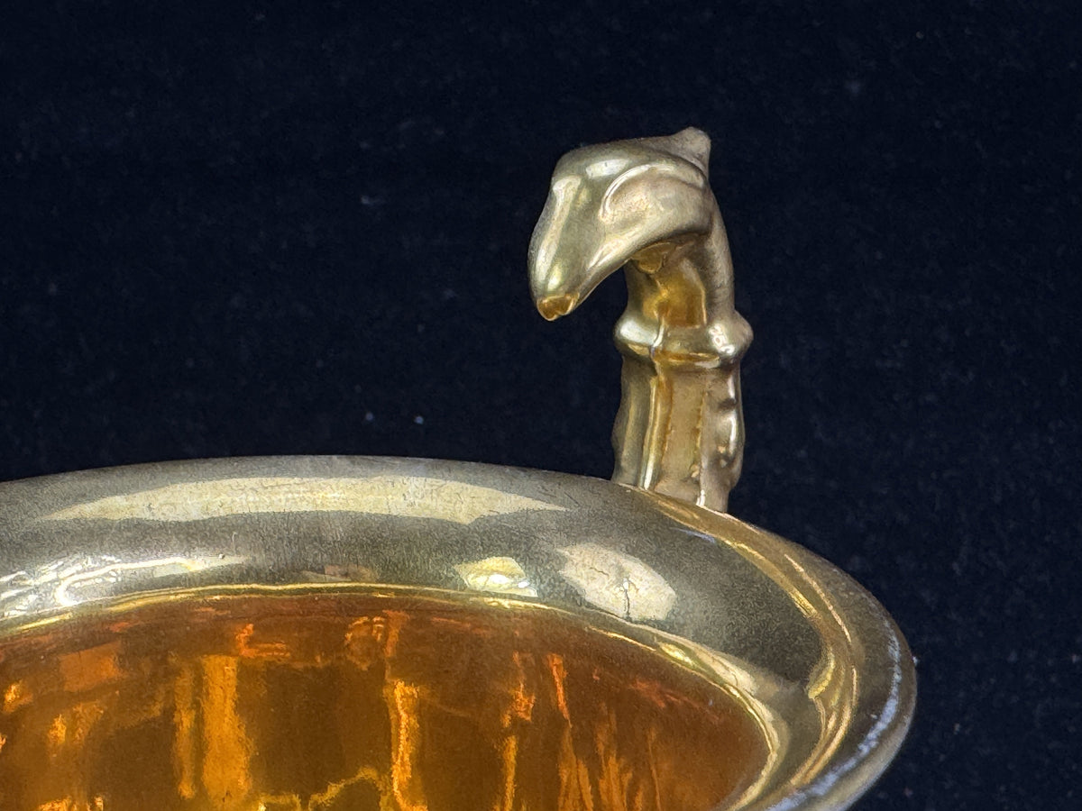 Elegant Antique Limoges Porcelain Cups and Saucers, Eagle Head Handles