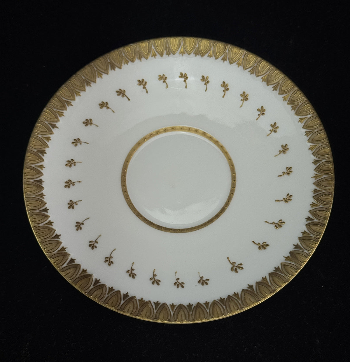 Elegant Antique Limoges Porcelain Cups and Saucers, Eagle Head Handles