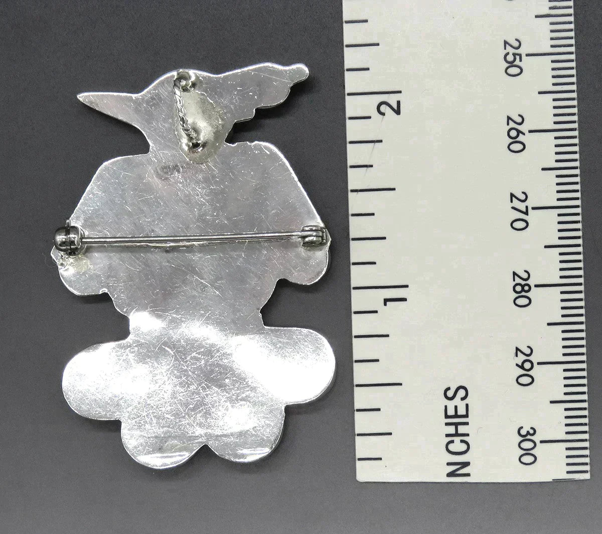 Native American Zuni Dishta Sterling Silver Onyx Shell Thunderbird Pin/Pendant
