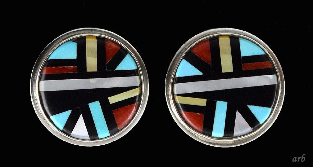 Sterling Silver Zuni Tribe Native American Indian Southwest America Earrings