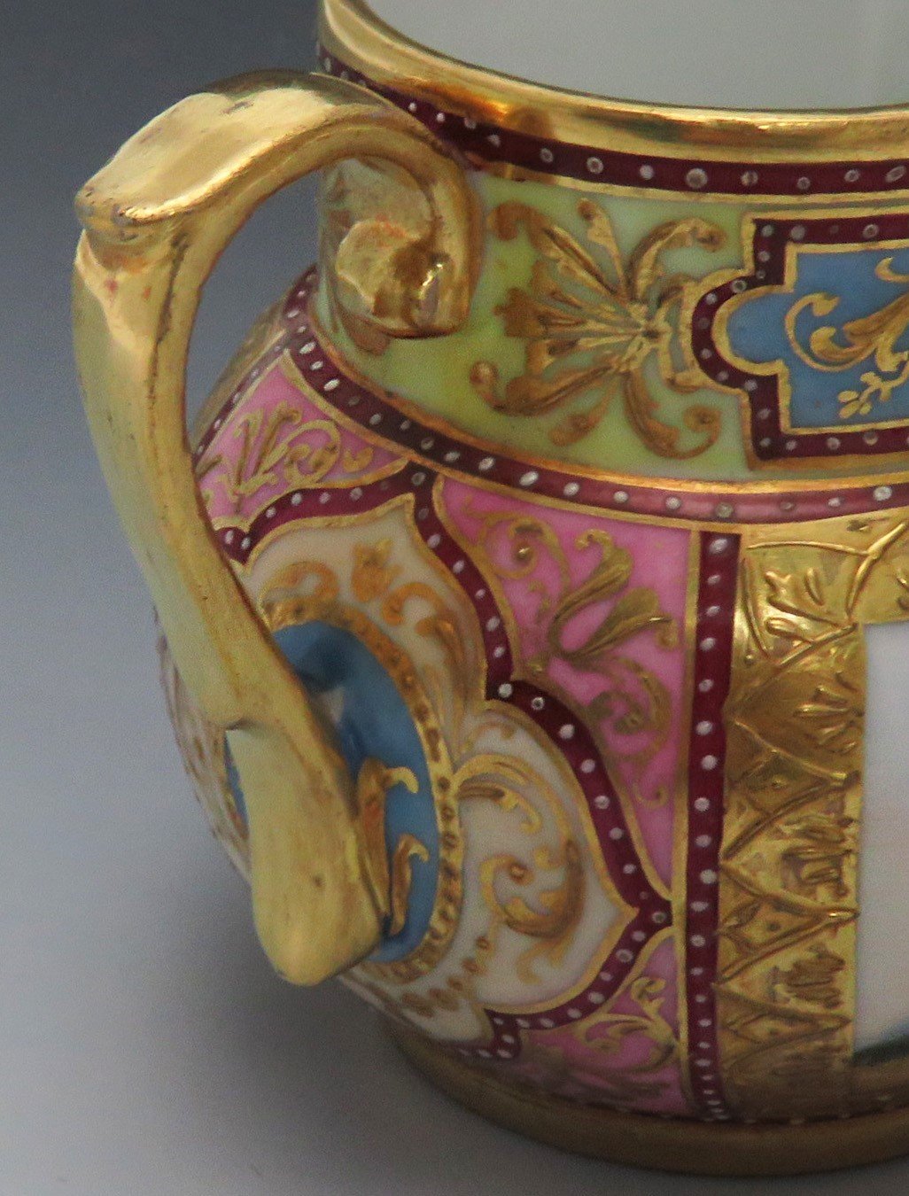 Pretty Late 1800's Royal Vienna Pink & Gold Porcelain Creamer