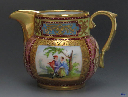 Pretty Late 1800's Royal Vienna Pink & Gold Porcelain Creamer