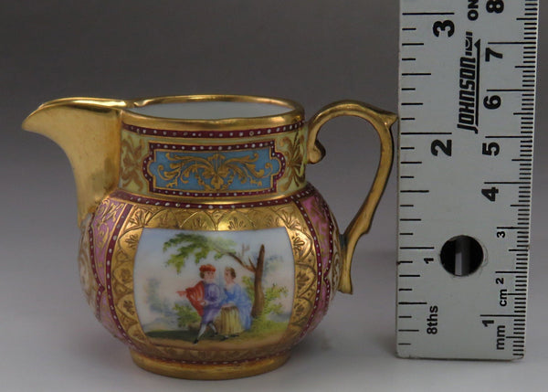 Pretty Late 1800's Royal Vienna Pink & Gold Porcelain Creamer